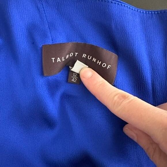 Talbot Runhof Womens Drape Evening Dress Back Slit Royal Blue Size 12/42 - Picture 12 of 13